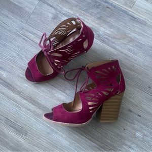 Burgundy block heels